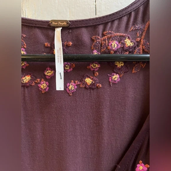 Free People Vintage Stardust Satin Plum Mini Dress with Embroidered Details - Picture 7 of 11